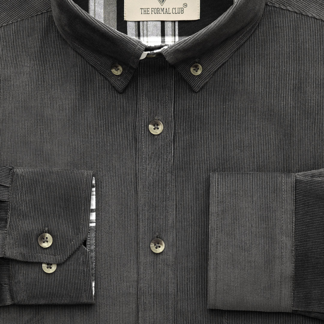 Cruise Corduroy Shirt In Steel Grey Cruise Corduroy Shirt In Steel Grey