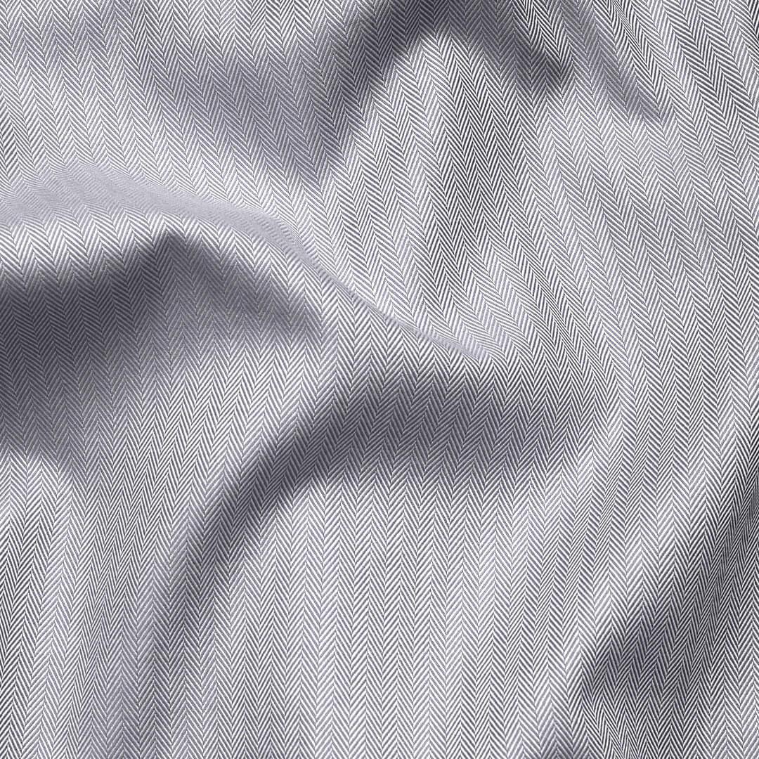 Imperial Herringbone 2 Ply Giza Shirt In Silver Grey Imperial Herringbone 2 Ply Giza Shirt In Silver Grey