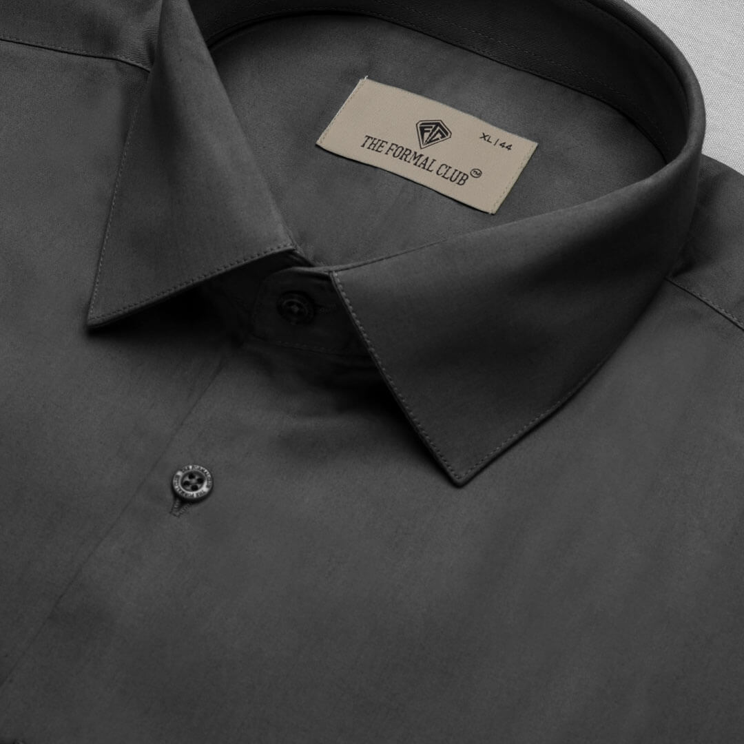 Cambridge Giza Cotton Shirt In Gun Metal Cambridge Giza Cotton Shirt In Gun Metal
