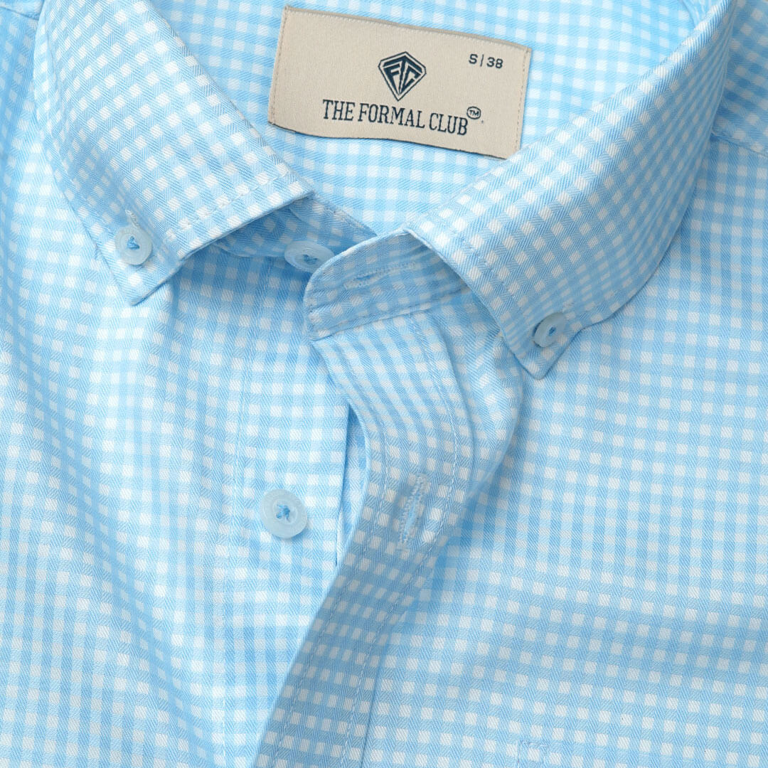 Gingham Check Shirt In Cloud Blue Gingham Check Shirt In Cloud Blue