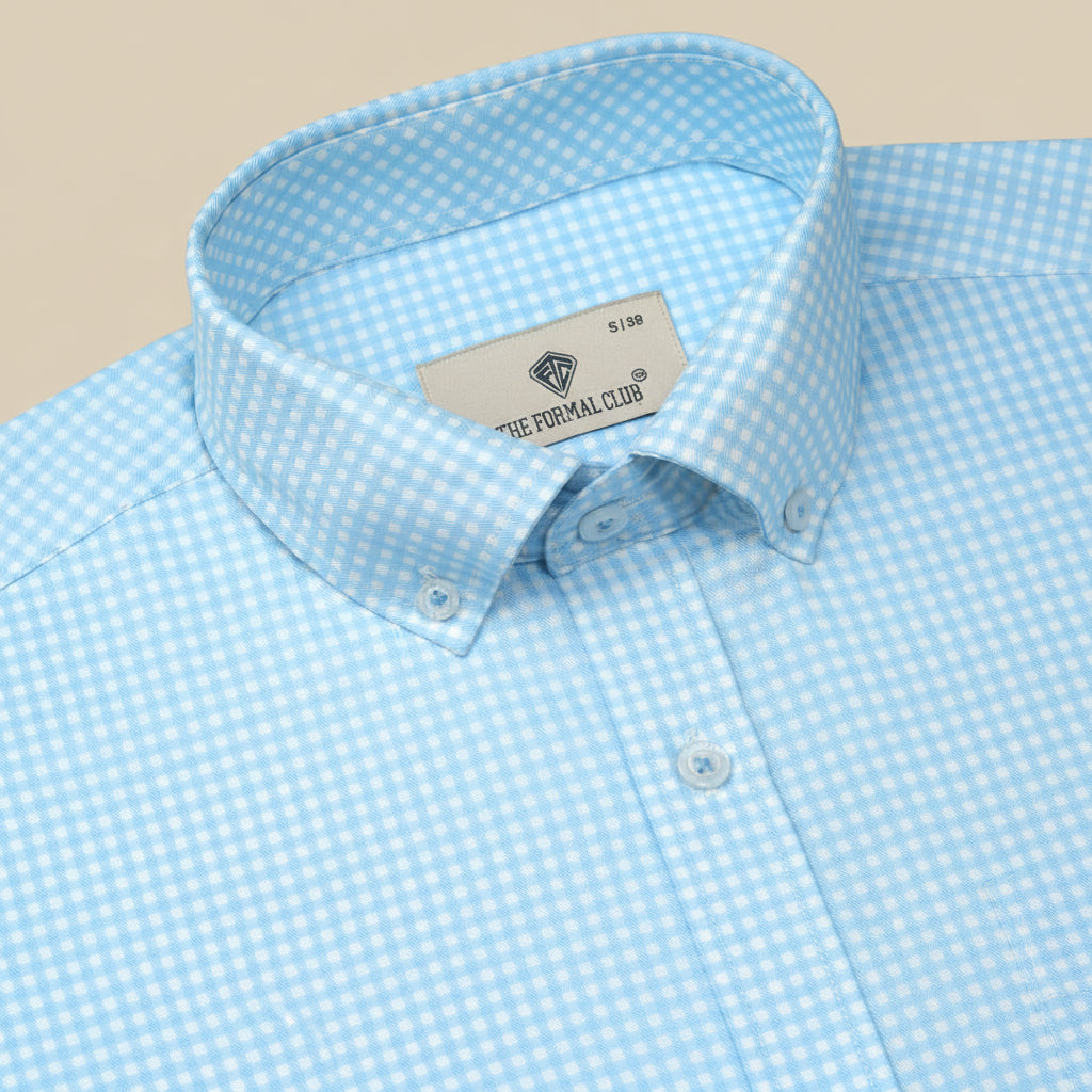Gingham Check Shirt In Cloud Blue Gingham Check Shirt In Cloud Blue