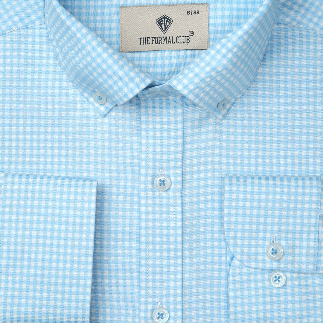 Gingham Check Shirt In Cloud Blue Gingham Check Shirt In Cloud Blue