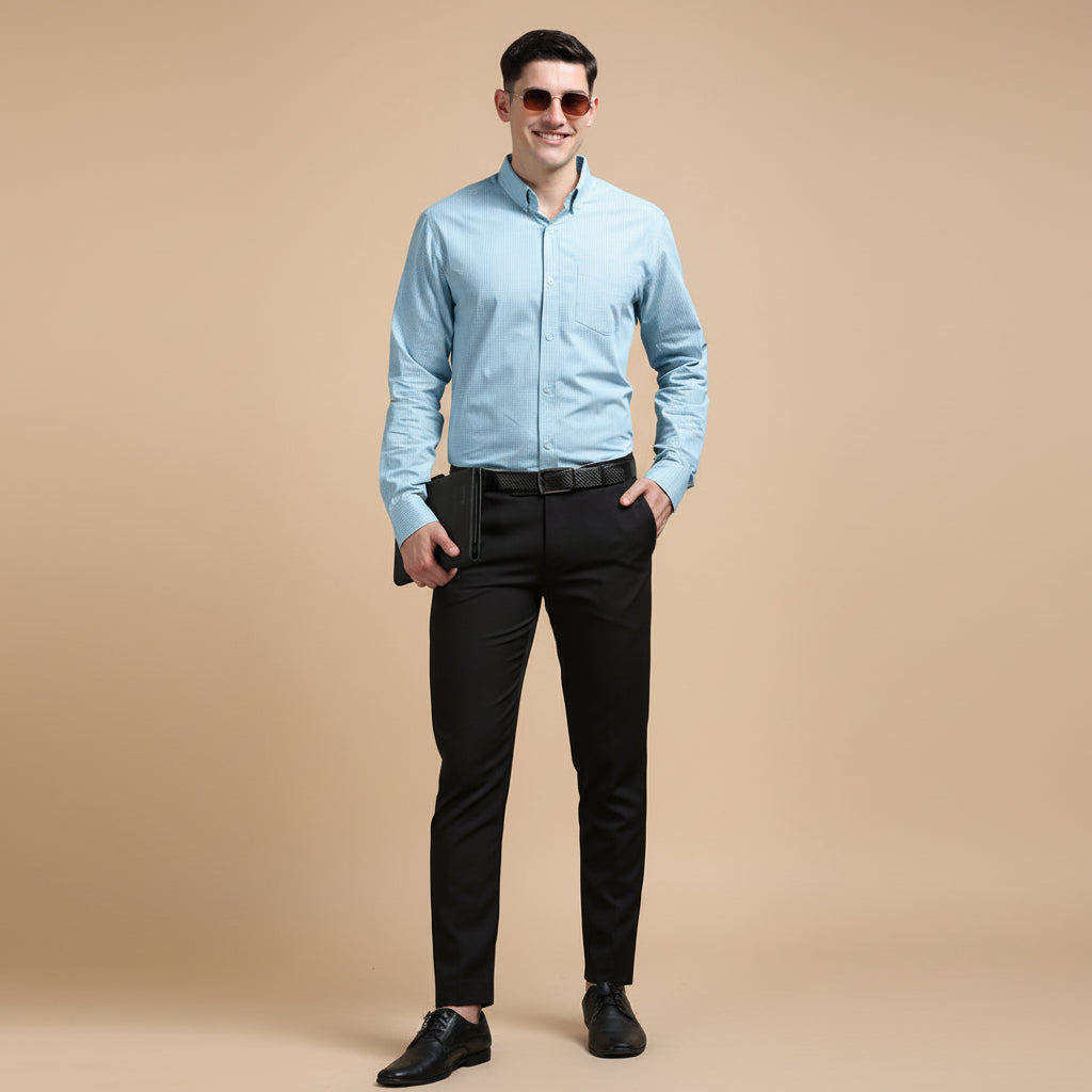 Gingham Check Shirt In Cloud Blue Gingham Check Shirt In Cloud Blue