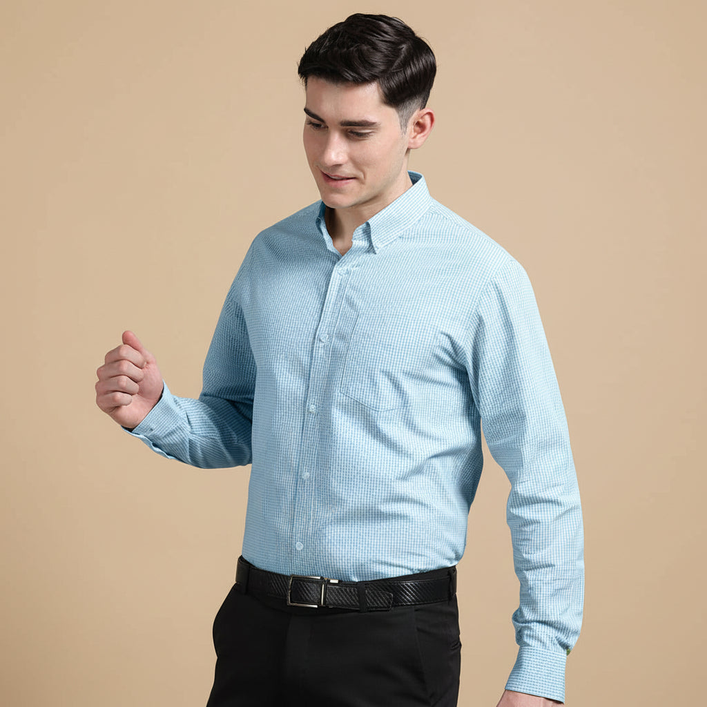 Gingham Check Shirt In Cloud Blue Gingham Check Shirt In Cloud Blue