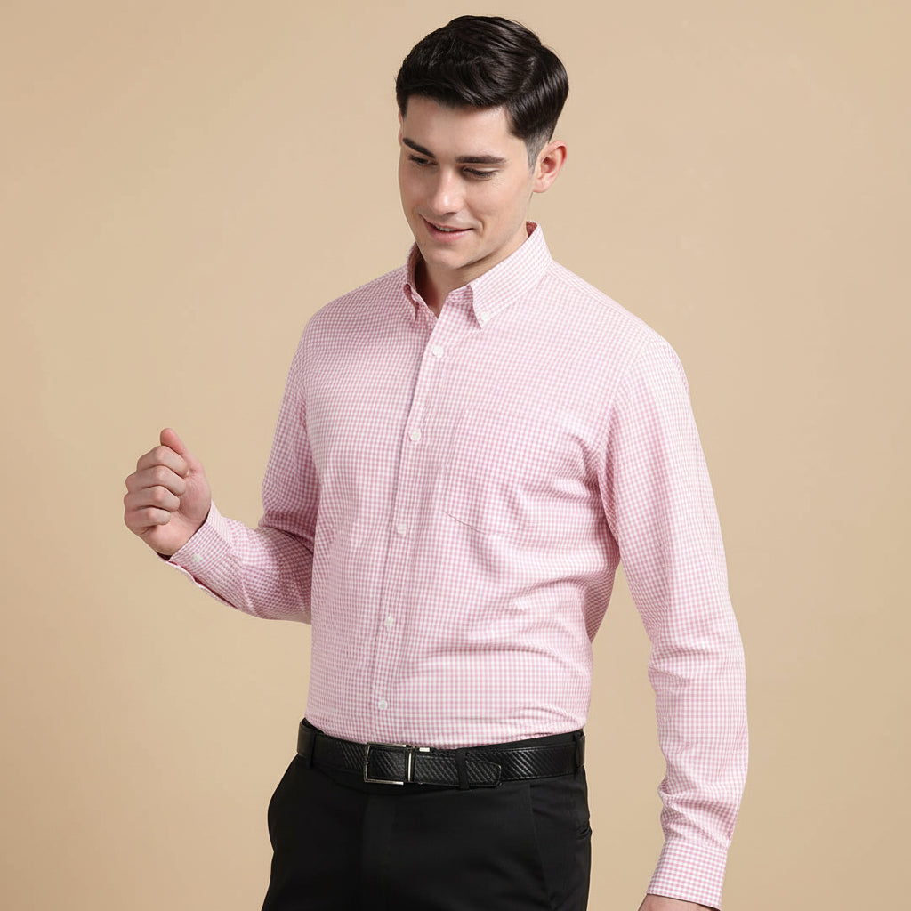 Gingham Check Shirt In Blush Pink Gingham Check Shirt In Blush Pink