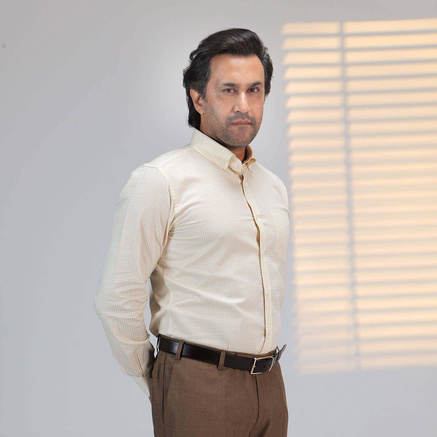 Gingham Check Shirt In Ochre Gingham Check Shirt In Ochre