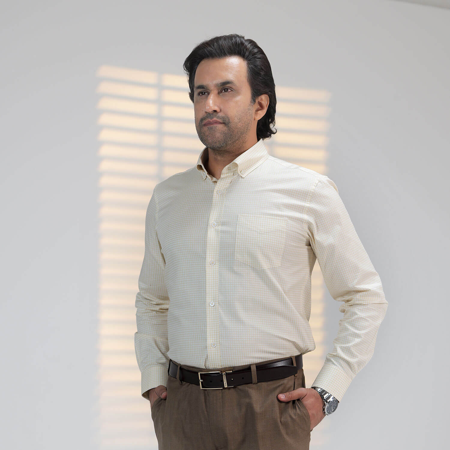 Gingham Check Shirt In Ochre Gingham Check Shirt In Ochre