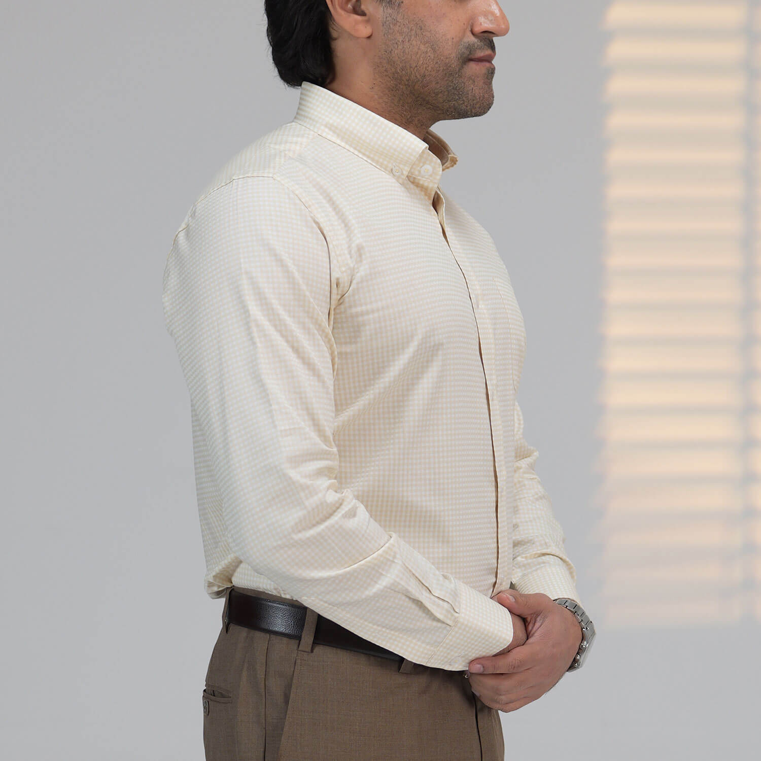 Gingham Check Shirt In Ochre Gingham Check Shirt In Ochre