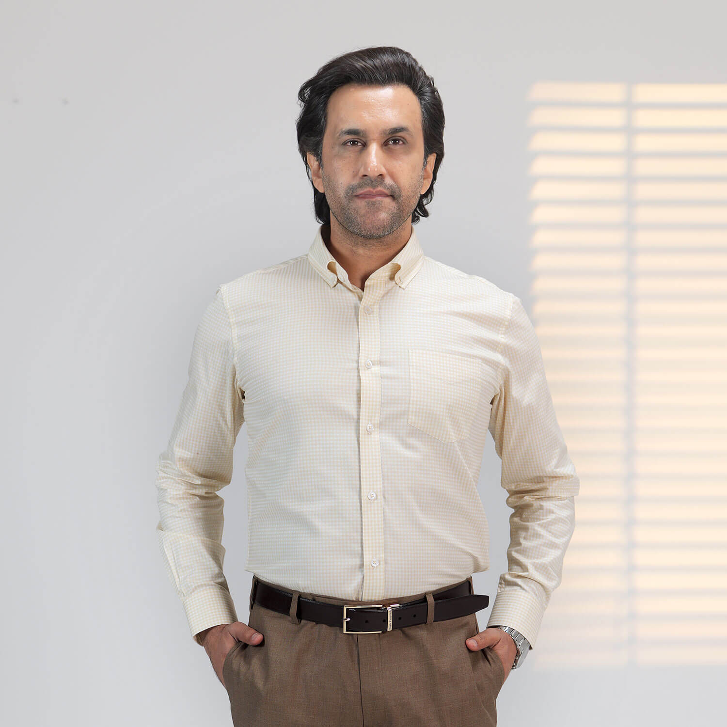 Gingham Check Shirt In Ochre Gingham Check Shirt In Ochre