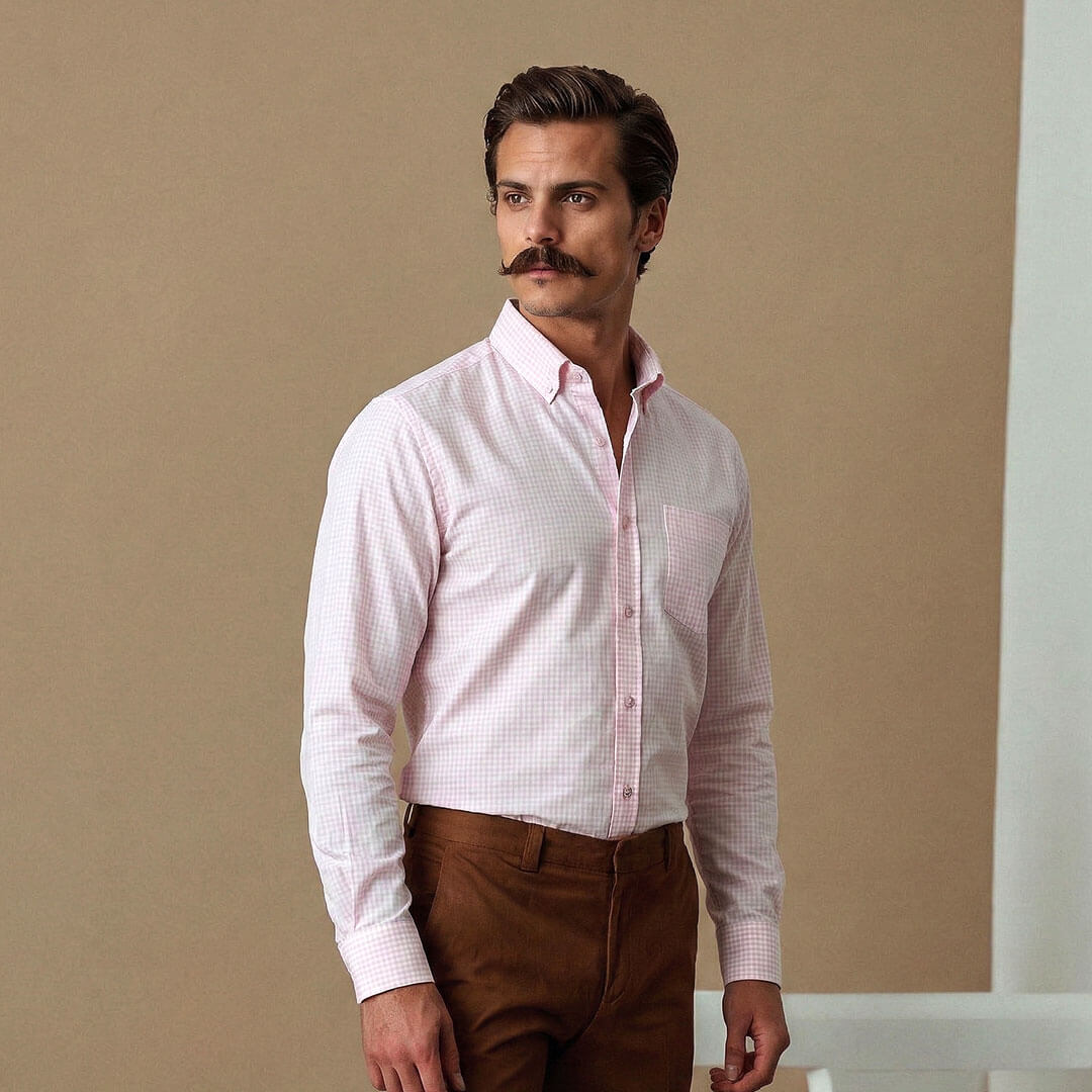 Gingham 2 Ply Check Shirt In Blush Pink Gingham 2 Ply Check Shirt In Blush Pink