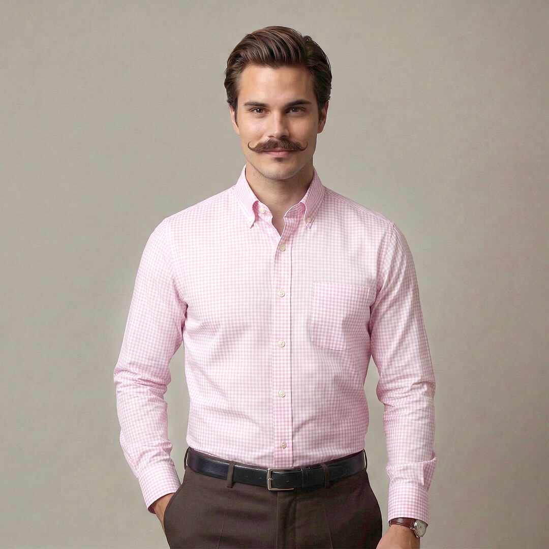 Gingham 2 Ply Check Shirt In Blush Pink Gingham 2 Ply Check Shirt In Blush Pink