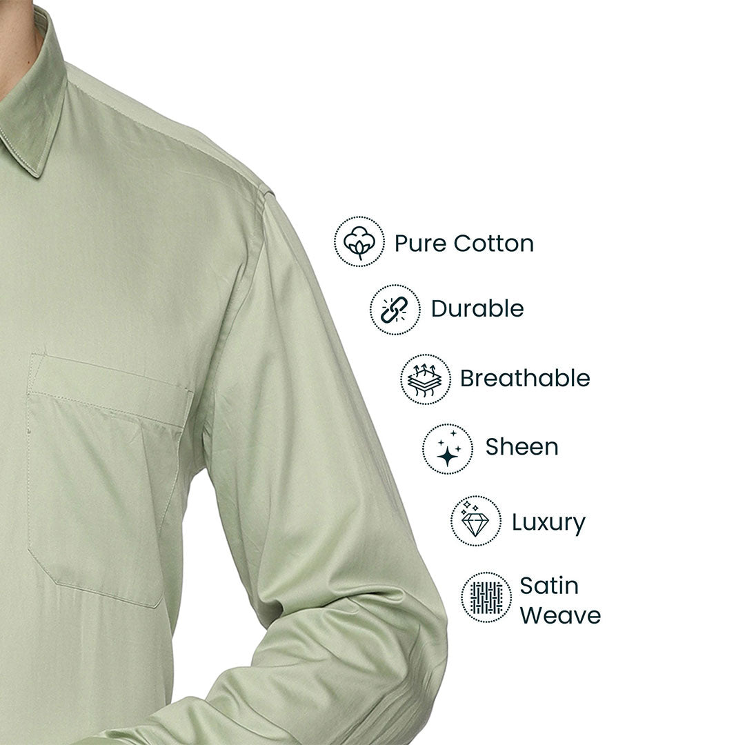 Swiss Finish Giza Cotton Shirt In Light Green