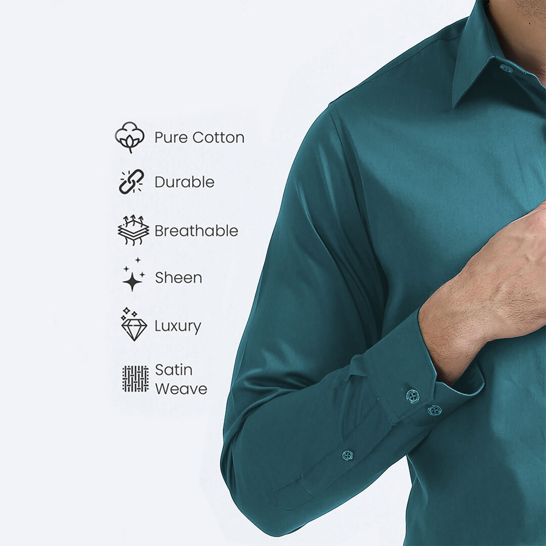 Cambridge Giza Cotton Shirt In Teal Cambridge Giza Cotton Shirt In Teal