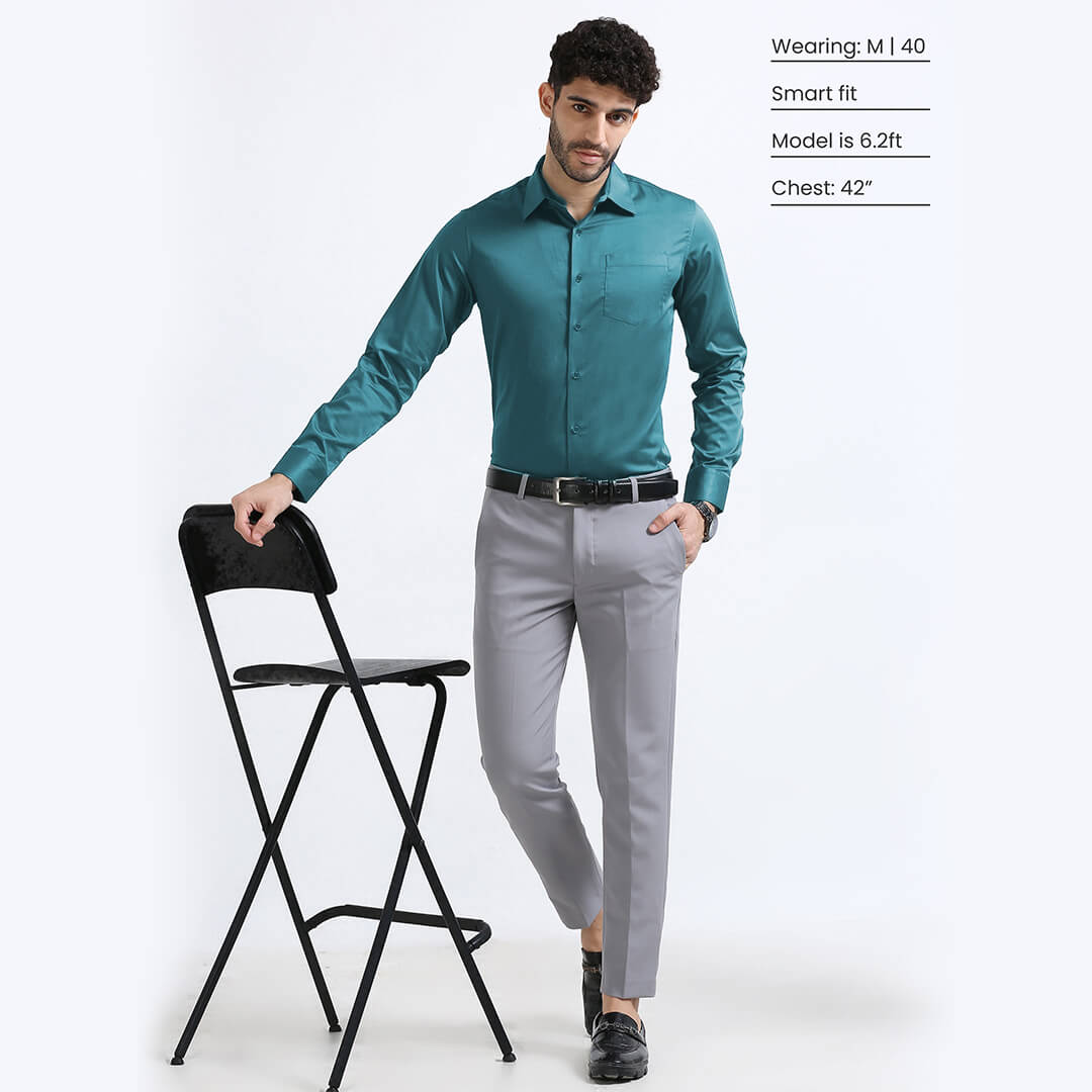 Cambridge Giza Cotton Shirt In Teal Cambridge Giza Cotton Shirt In Teal