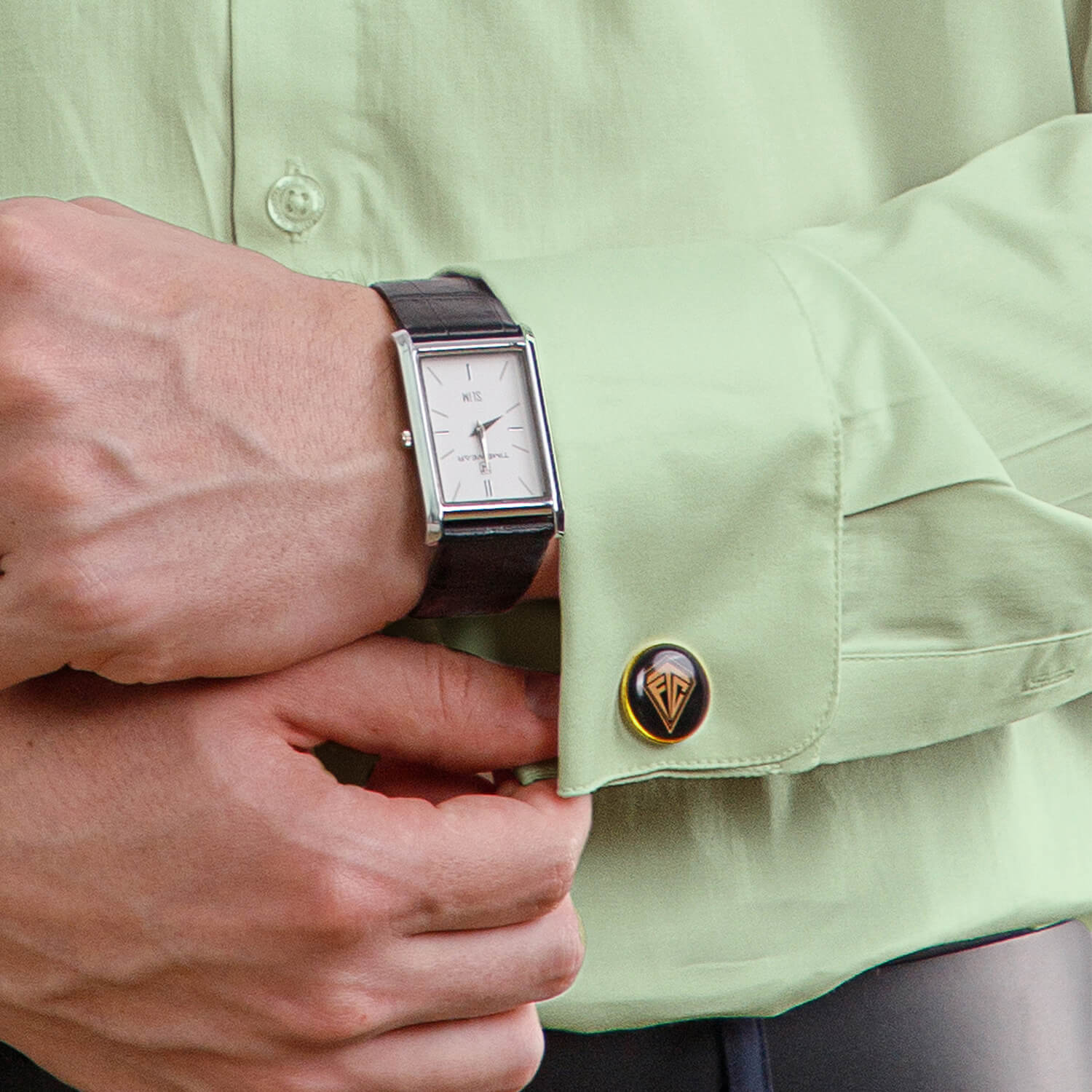 French Cuff Giza Cotton Shirt In Moss Green French Cuff Giza Cotton Shirt In Moss Green