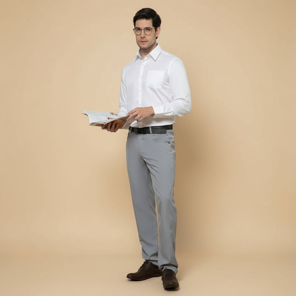 Hampstead 2 Ply Giza Cotton Shirt in Pearl White Hampstead 2 Ply Giza Cotton Shirt in Pearl White
