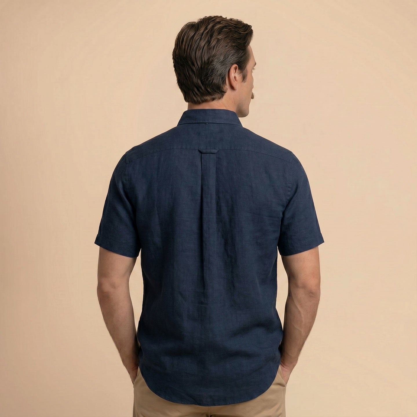 Breeze Linen Half Sleeves Shirt in Navy Saphire