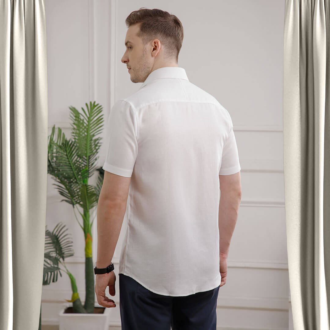 Earthy Hemp Half Sleeves Shirt in Snow Buy Hemp Half Sleeves Shirt in Snow