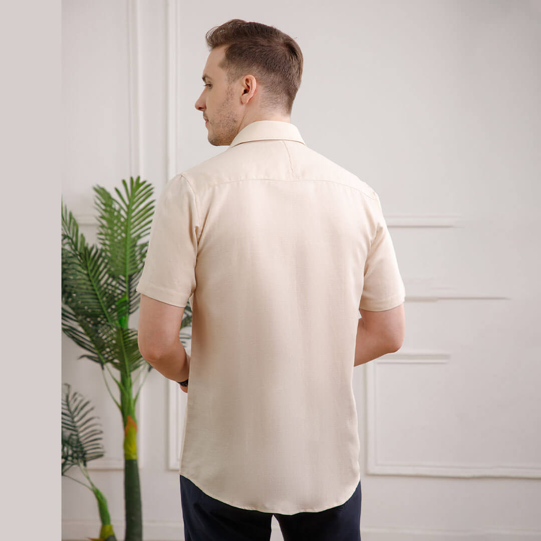 Earthy Hemp Half Sleeves Shirt in Sand Hemp Shirt
