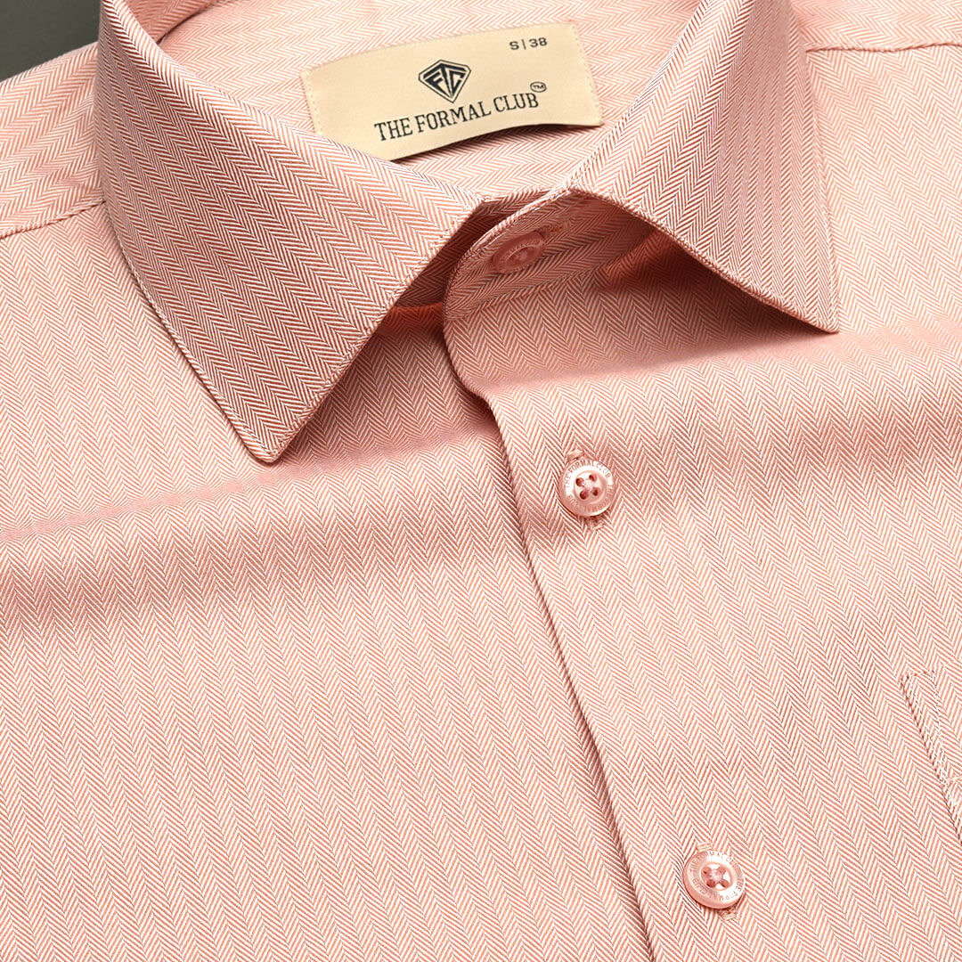 Imperial Herringbone 2 Ply Giza Shirt In Flamingo
