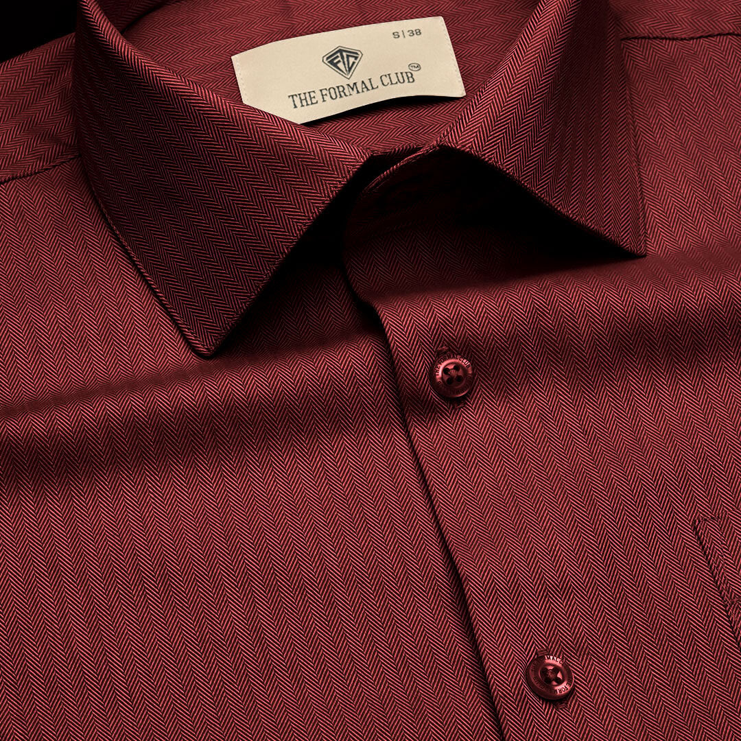 Imperial Herringbone 2 Ply Giza Shirt In Ruby Imperial Herringbone 2 Ply Giza Shirt In Ruby
