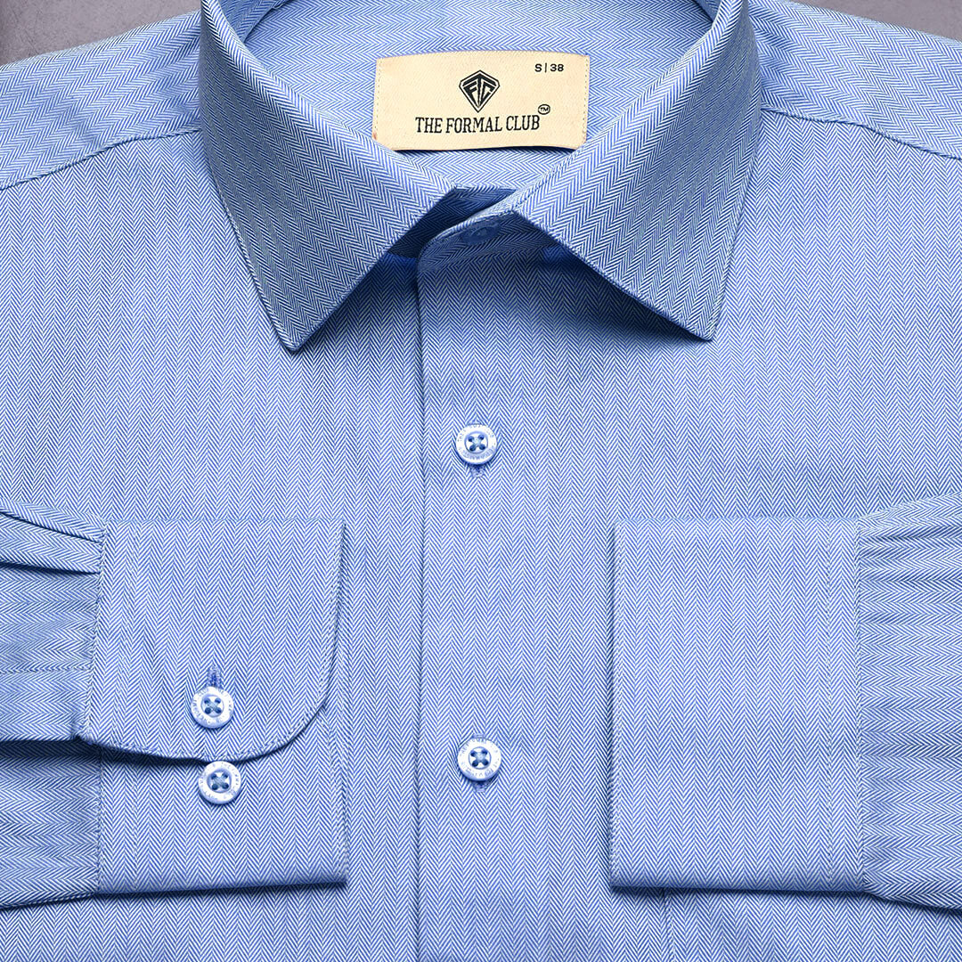 Imperial Herringbone 2 Ply Giza Shirt In Cornflower Imperial Herringbone 2 Ply Giza Shirt In Cornflower