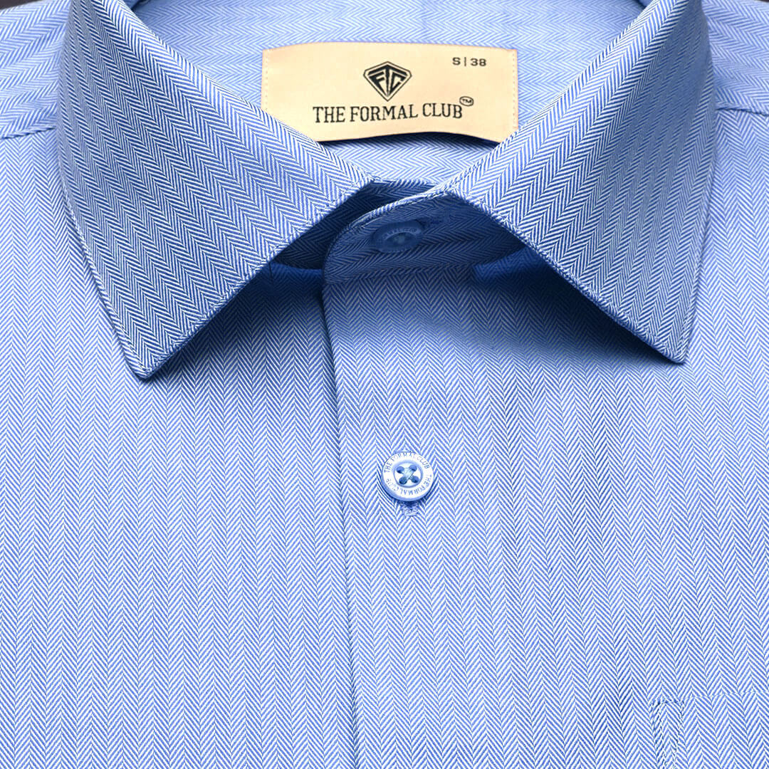 Imperial Herringbone 2 Ply Giza Shirt In Cornflower Imperial Herringbone 2 Ply Giza Shirt In Cornflower