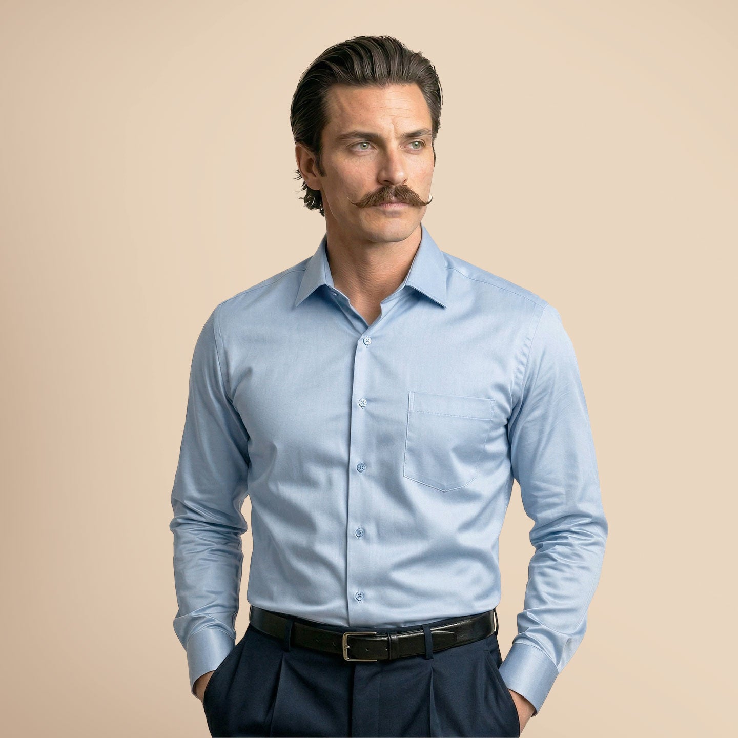 French Cuff Giza Cotton Shirt In Ice Blue French Cuff Giza Cotton Shirt In Ice Blue