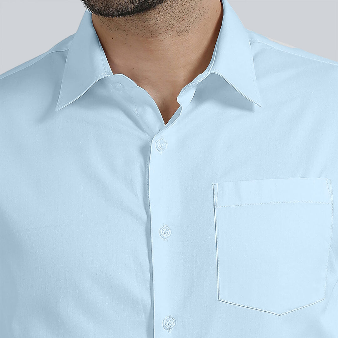 French Cuff Giza Cotton Shirt In Ice Blue French Cuff Giza Cotton Shirt In Ice Blue
