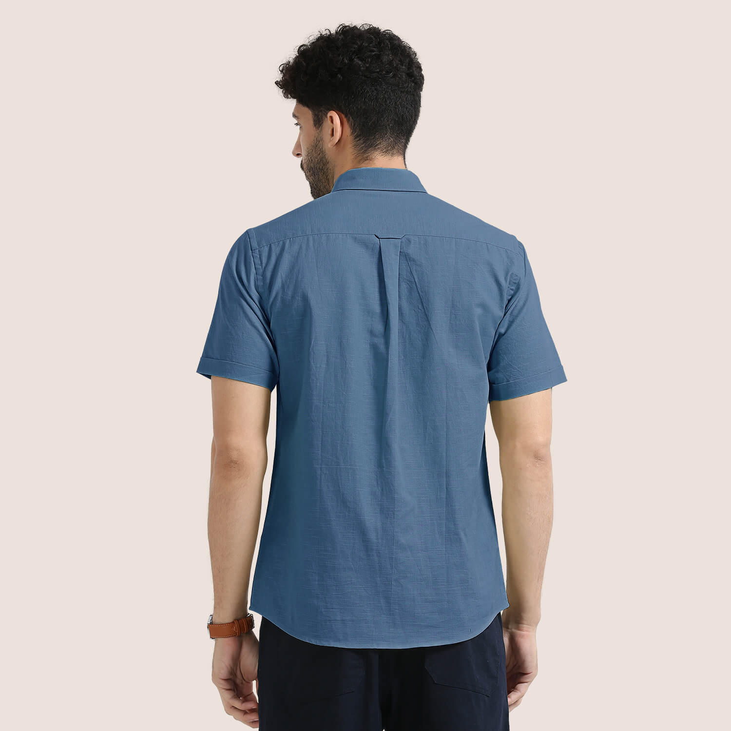 Breeze Linen Half Sleeves Shirt In Indigo Breeze Linen Half Sleeves Shirt In Indigo