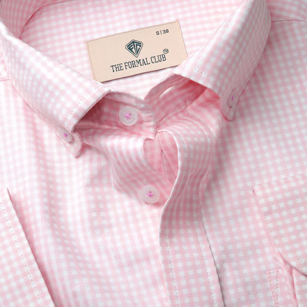 Gingham Check Shirt In Blush Pink Gingham Check Shirt In Blush Pink