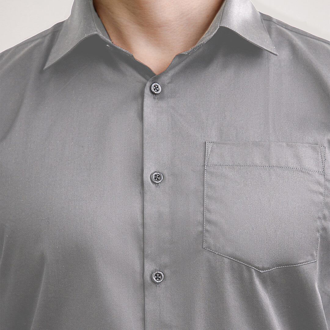 French Cuff Giza Cotton Shirt In Pewter French Cuff Giza Cotton Shirt In Pewter