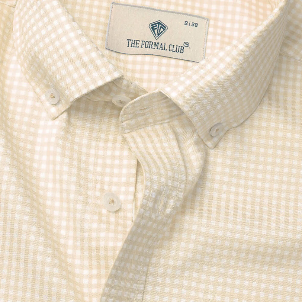 Gingham 2 Ply Check Shirt In Ochre