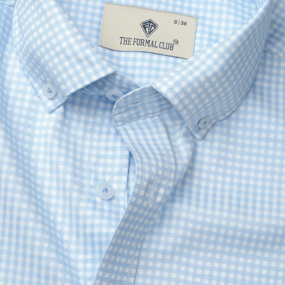 Gingham Check Shirt In Cloud Blue Gingham Check Shirt In Cloud Blue