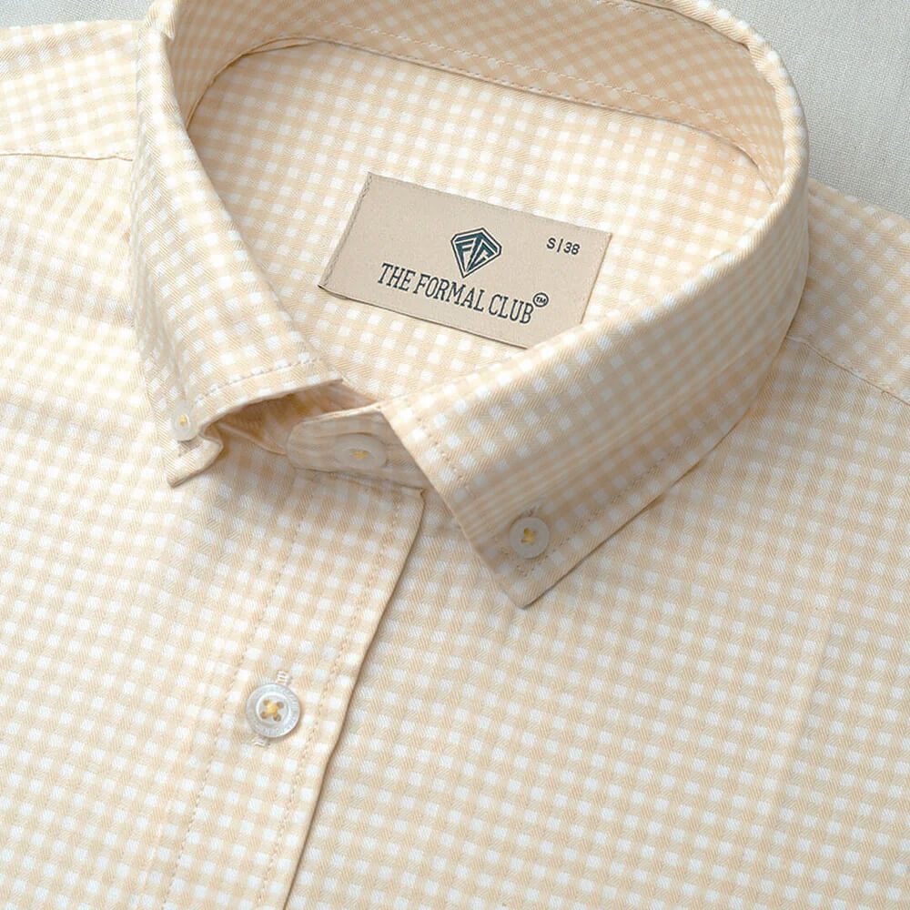 Gingham 2 Ply Check Shirt In Ochre