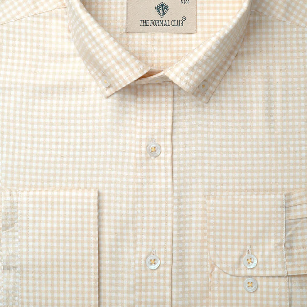 Gingham 2 Ply Check Shirt In Ochre