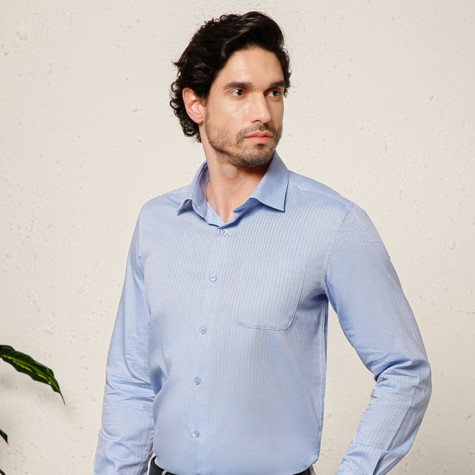 Imperial Herringbone 2 Ply Giza Shirt In Cornflower Imperial Herringbone 2 Ply Giza Shirt In Cornflower