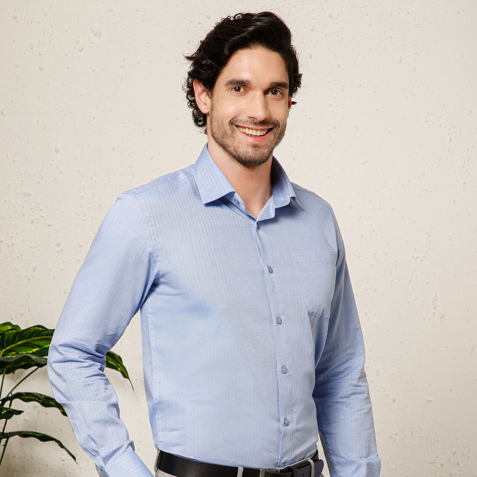 Imperial Herringbone 2 Ply Giza Shirt In Cornflower Imperial Herringbone 2 Ply Giza Shirt In Cornflower