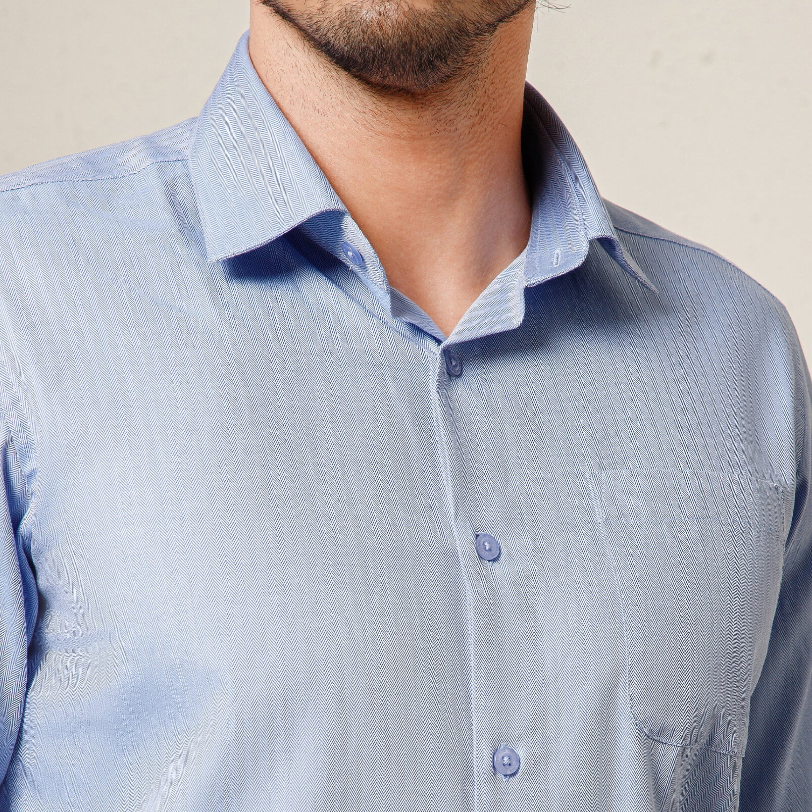 Imperial Herringbone 2 Ply Giza Shirt In Cornflower Imperial Herringbone 2 Ply Giza Shirt In Cornflower
