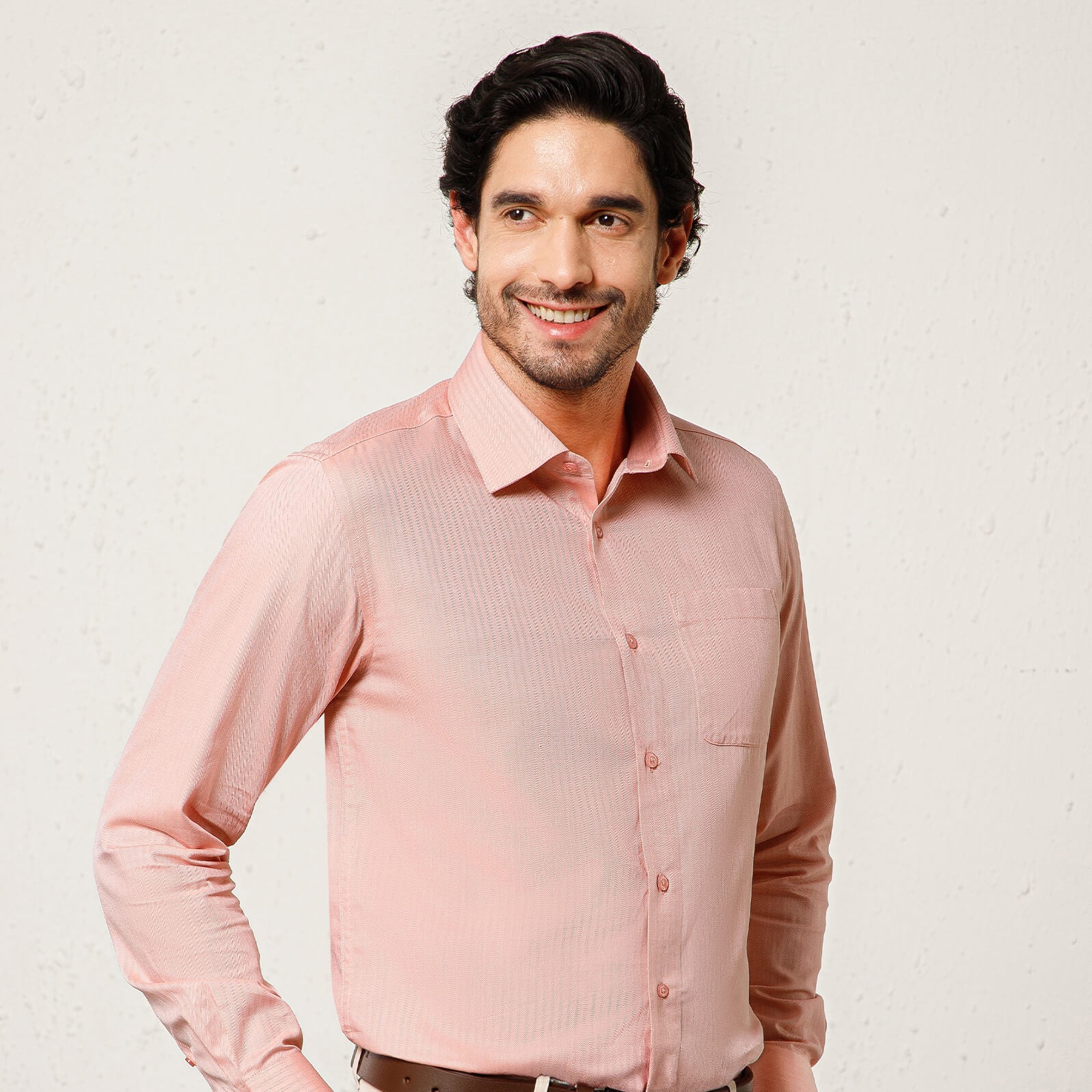 Imperial Herringbone 2 Ply Giza Shirt In Flamingo Imperial Herringbone 2 Ply Giza Shirt In Flamingo