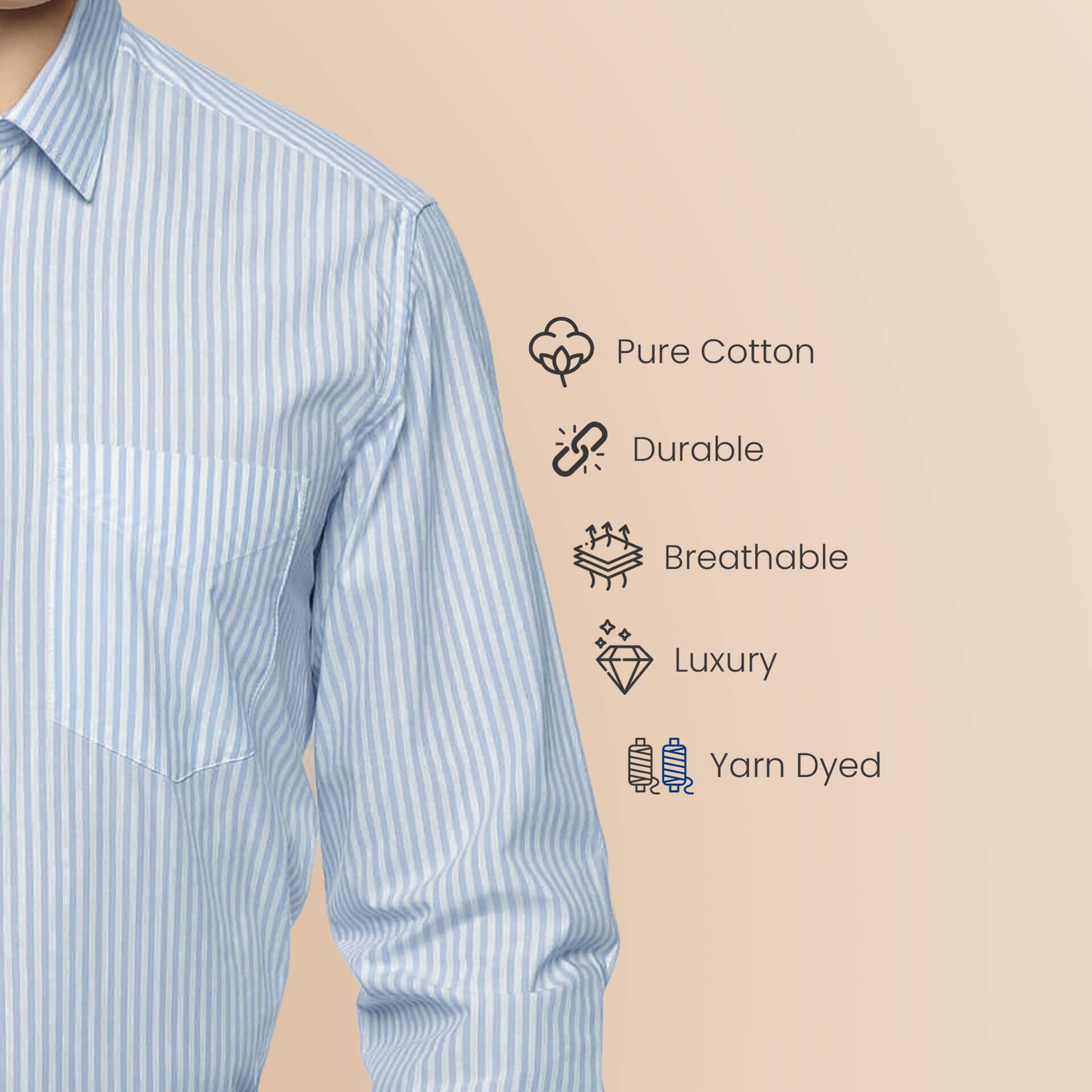 Skyline Stripe Full Sleeves Shirt In Sky Blue Formal Stripe Shirt in Sky Blue For Men By TFC