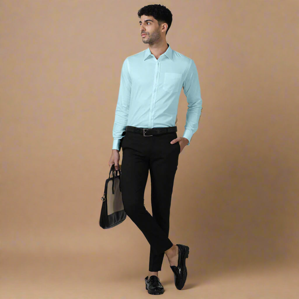 Keneth Sky Blue Shirt with Signature Concealed Placket & French Cuff Keneth Sky Blue Shirt with Signature Concealed Placket & French Cuff