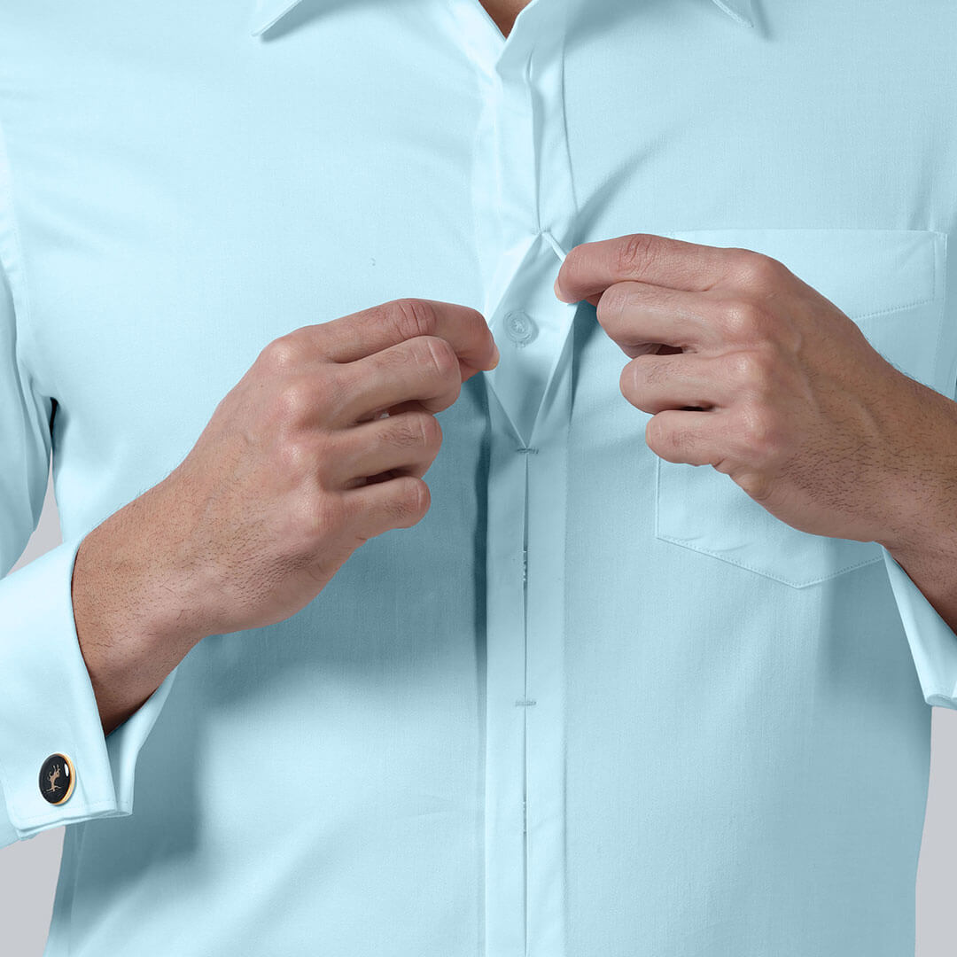 Keneth Sky Blue Shirt with Signature Concealed Placket & French Cuff Keneth Sky Blue Shirt with Signature Concealed Placket & French Cuff