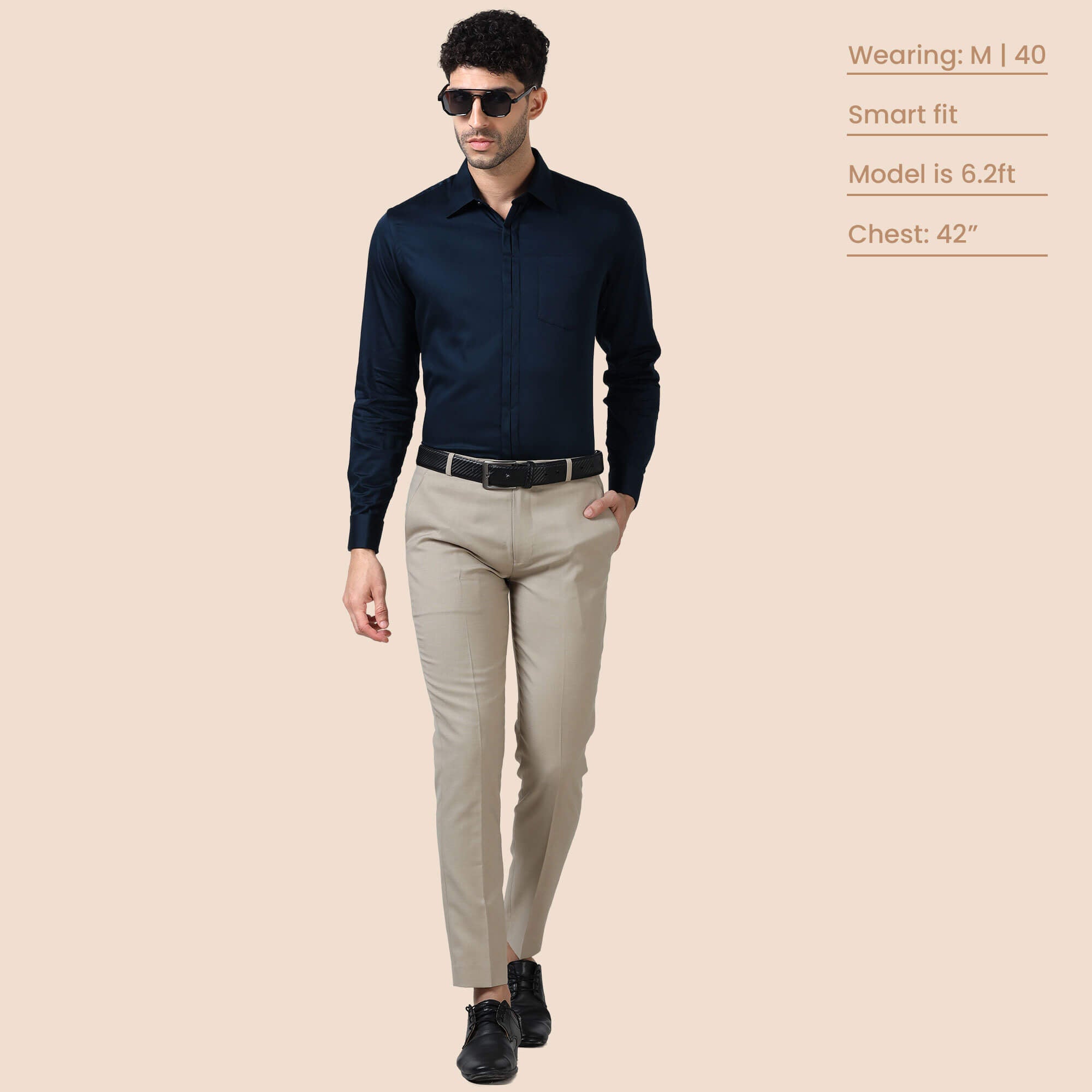 Keneth Navy Shirt with Signature Concealed Placket & French Cuff French cuff shirt for men by TFC