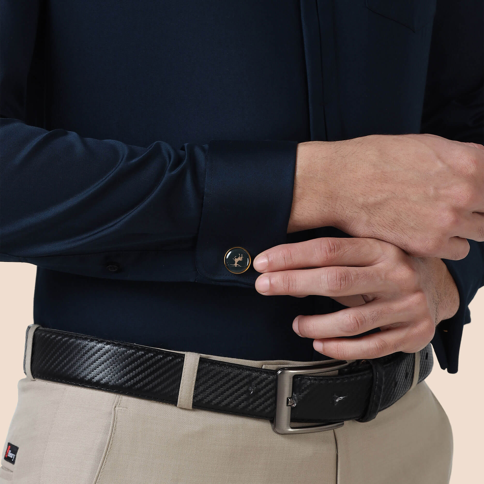 Keneth Navy Shirt with Signature Concealed Placket & French Cuff Elegant navy blue shirt by TFC