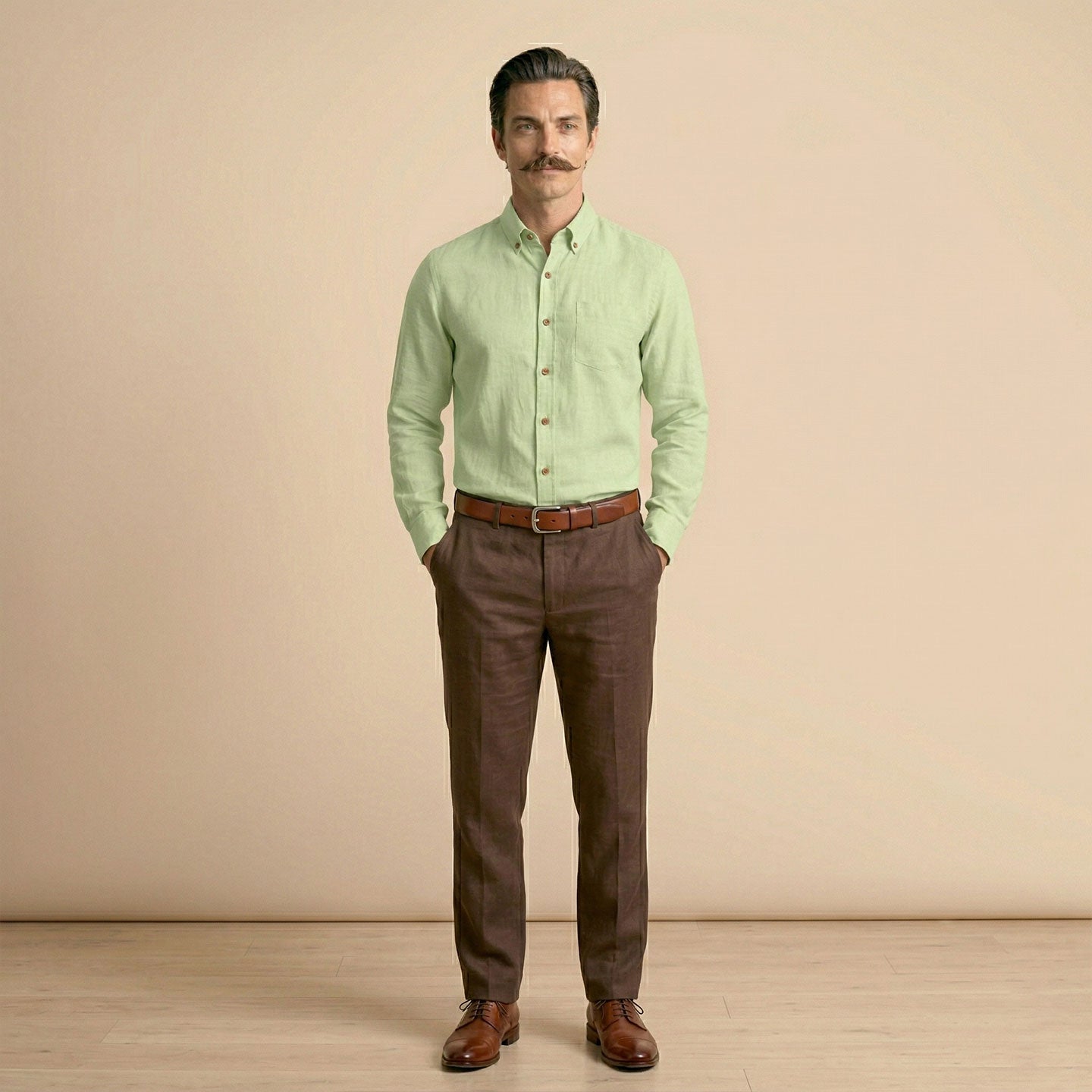 Breeze Linen Full Sleeves Shirt In Leaf Green Breeze Linen Full Sleeves Shirt In Leaf Green