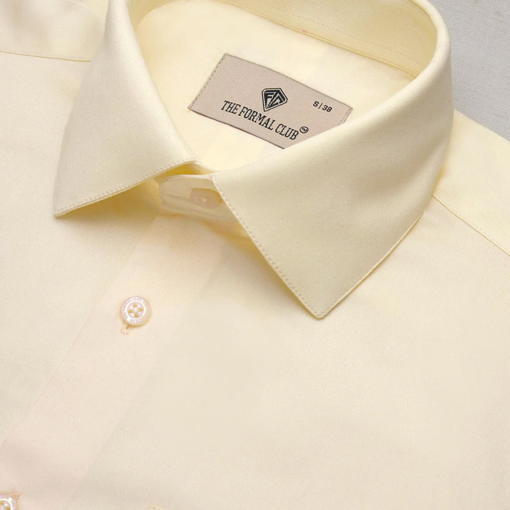 French Cuff Giza Cotton Shirt In Lemon Frost