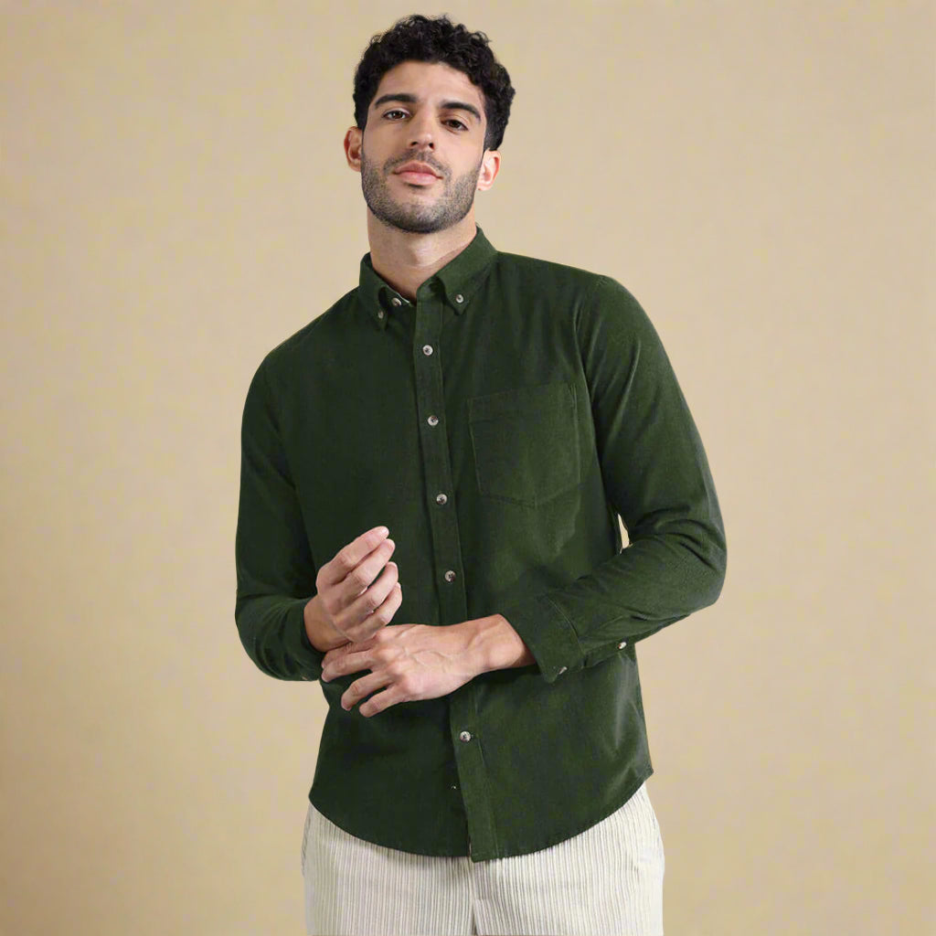 Cruise Corduroy Shirt In Leaf Green Cruise Corduroy Shirt In Leaf Green