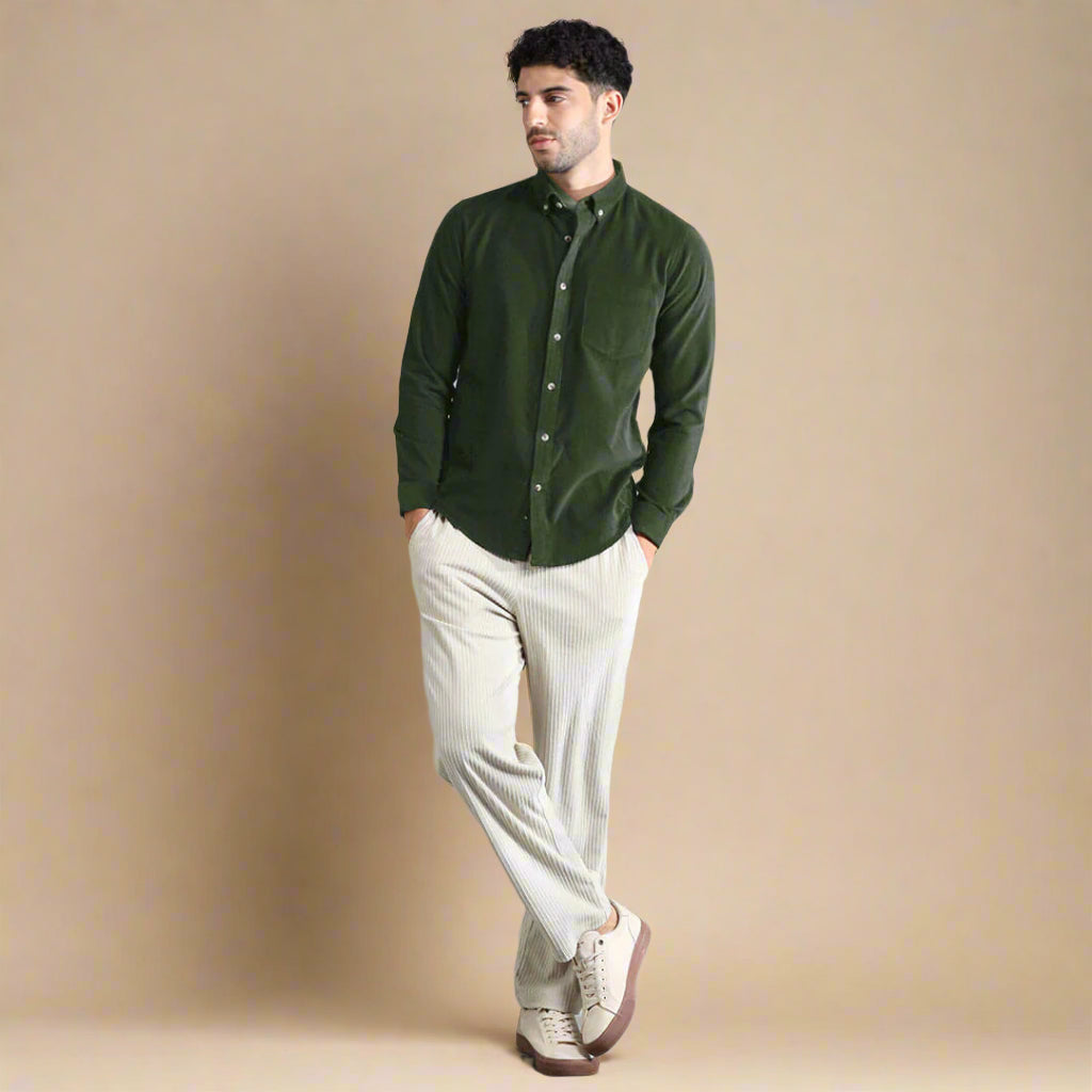 Cruise Corduroy Shirt In Leaf Green Cruise Corduroy Shirt In Leaf Green