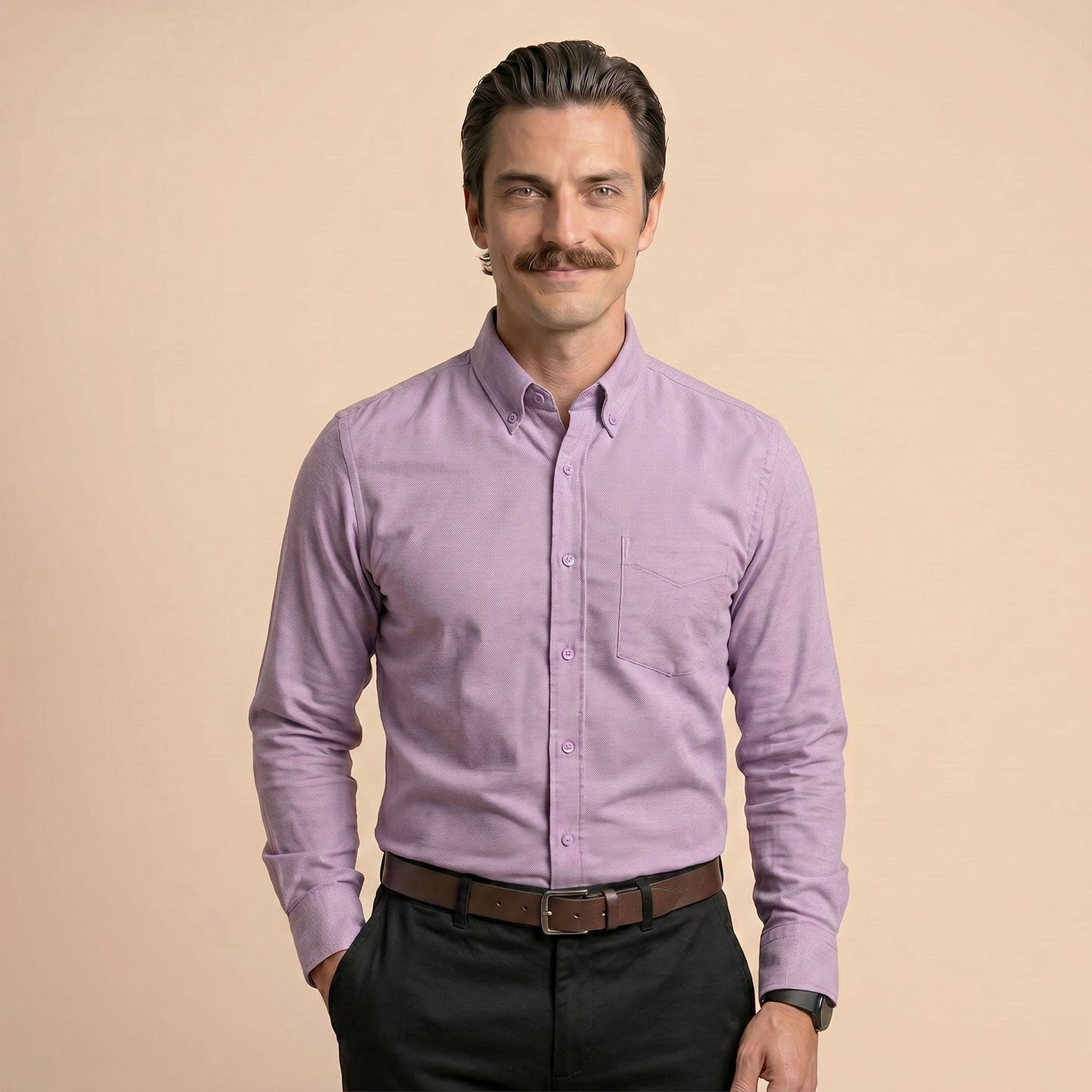 Regal Oxford Solid Shirt In Lilac